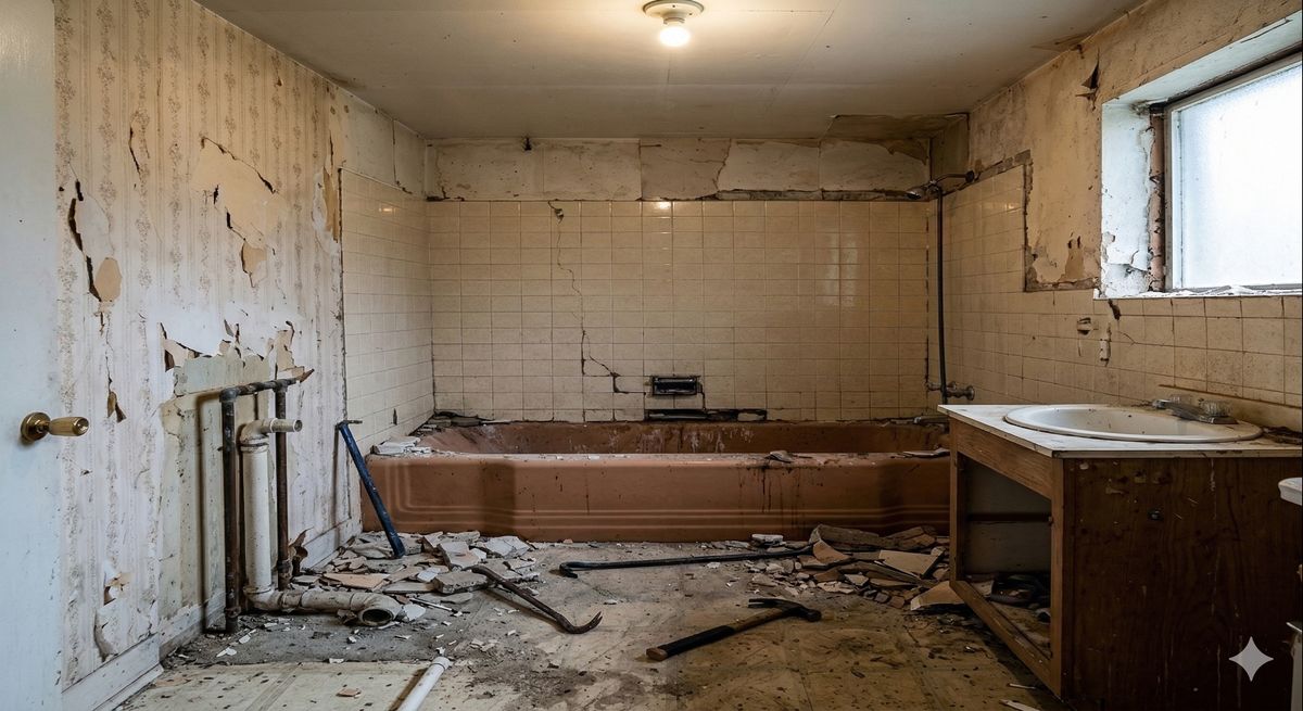 Salle de bain vétuste avant rénovation